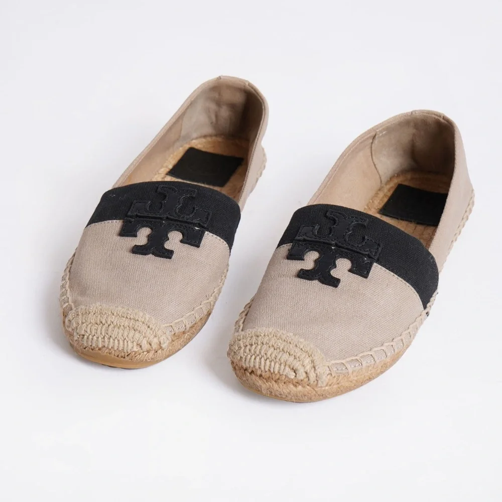 TORY BURCH WESTON ESPADRILLES Beige and Black Flats 6.5